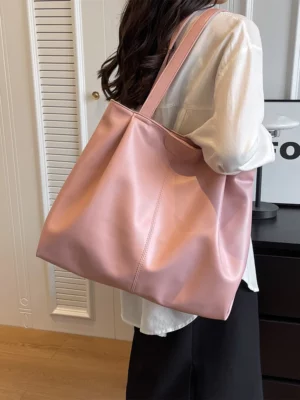 Sac Fourre-Tout Rose en Cuir