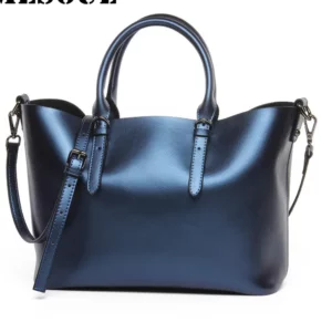 Sac Cabas en Cuir Bleu