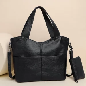 Sac Cabas Cuir Noir Femme