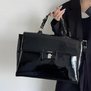 Sac Cabas Noir Vernis